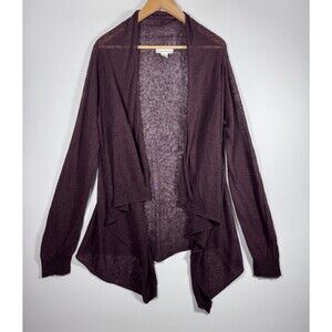 Bryn Walker Cardigan Womens Small Brown Open Front Linen Drape Layering‎ Artisan